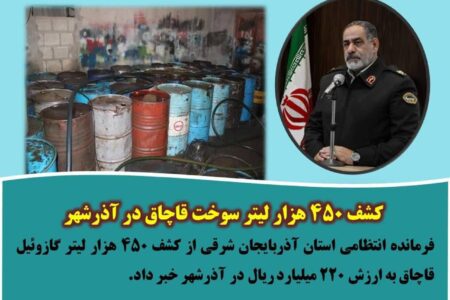 کشف ۴۵۰ هزار لیتر سوخت قاچاق در آذرشهر