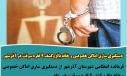 دستگیری سارق اماکن خصوصی و خانه باغ وکشف ۹ فقره سرقت در آذرشهر